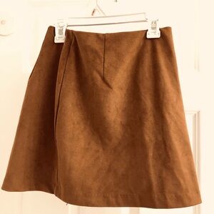 Abercrombie & Fitch Vegan Suede Mini Skirt brown women’s sz XS EUC